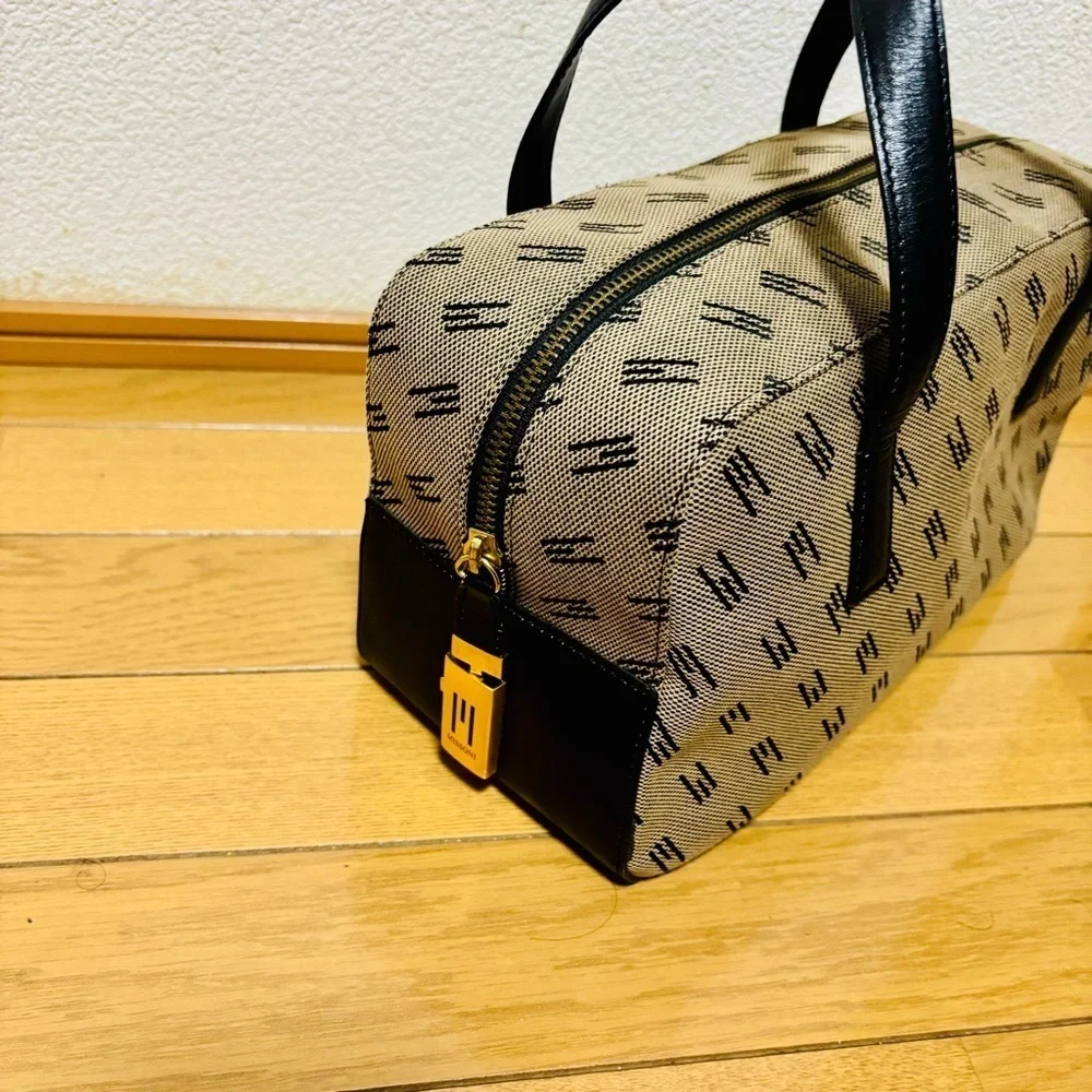 Missoni Leather/Canvas Beige and Black Handbag/Duffle bag with Pattern